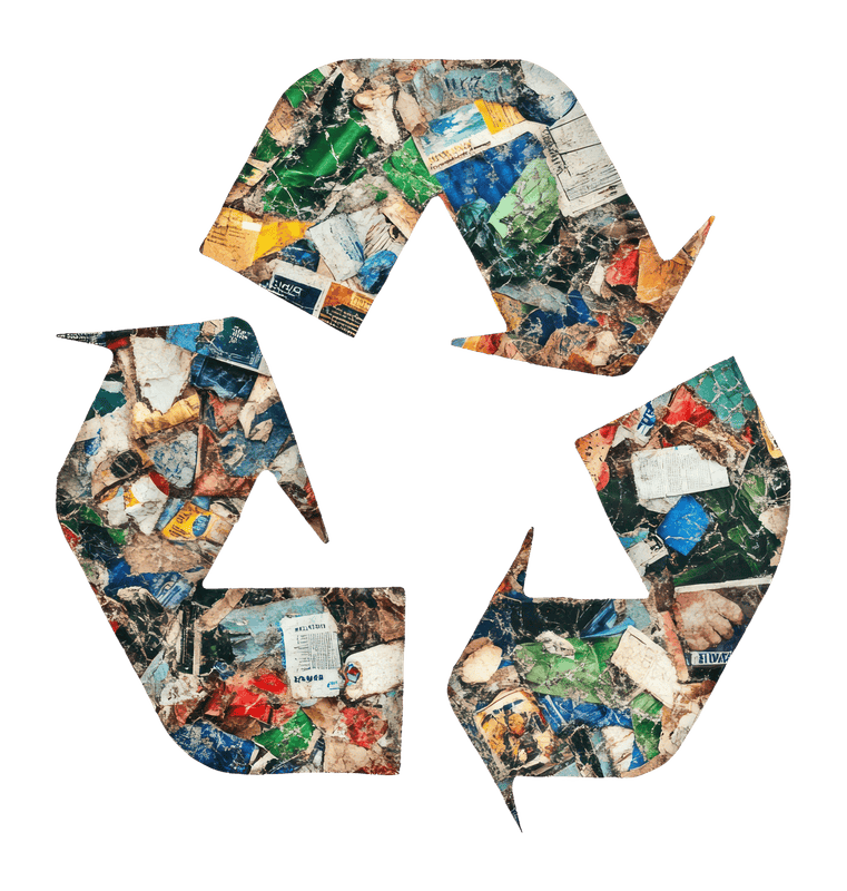 A collage recycle symbol